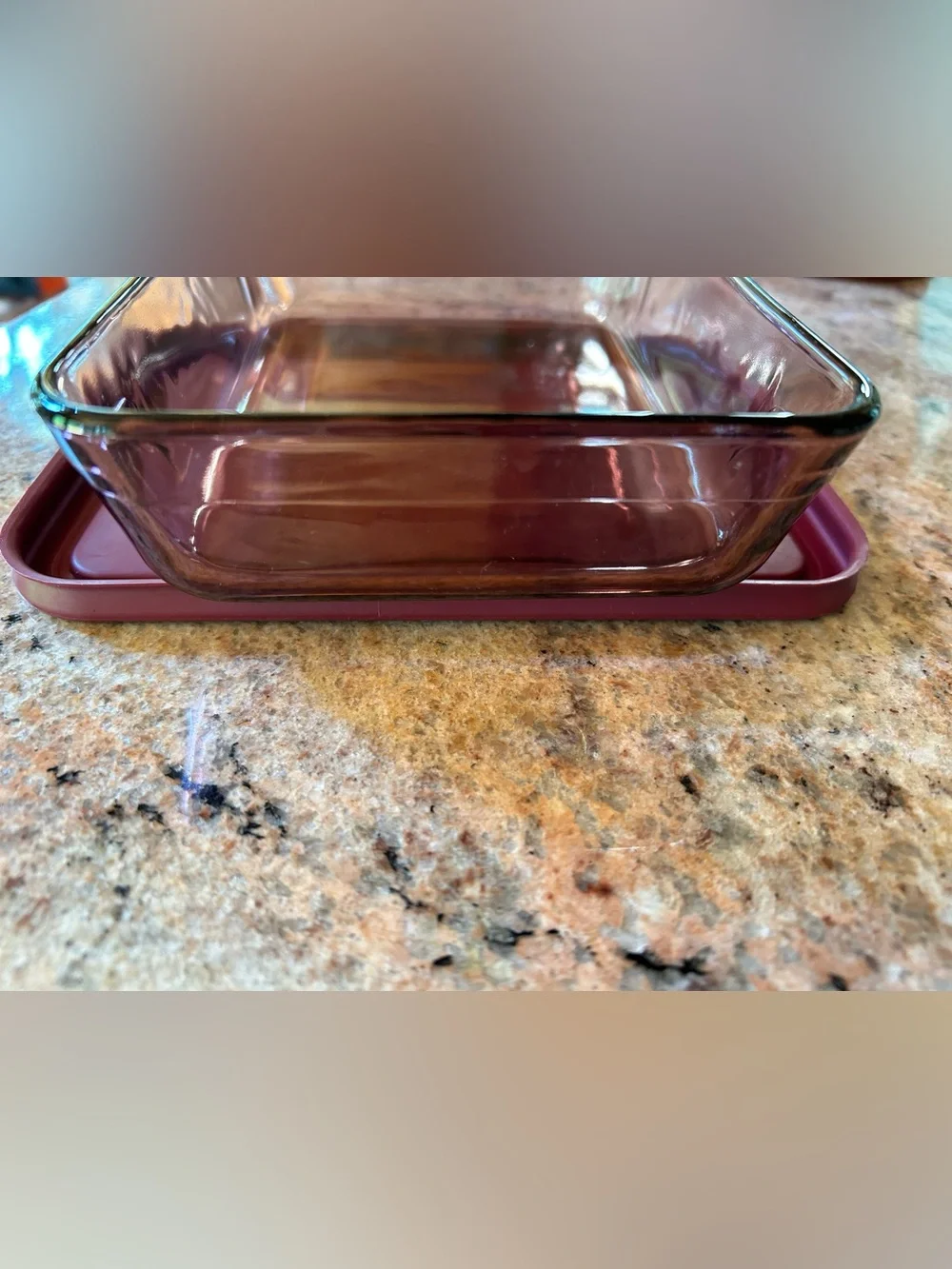 Pyrex Cranberry Visions Glass Food Storage w/lids Round C-16-B 1 pint & 7210 3C.